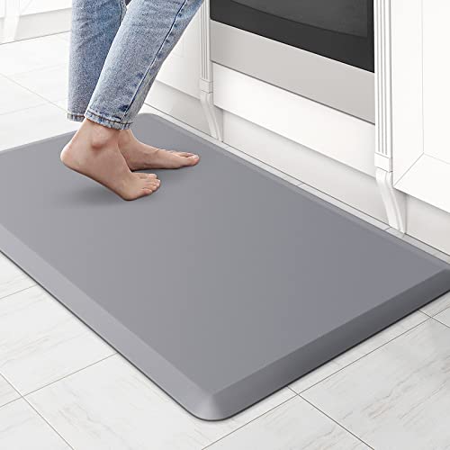 KitchenClouds Kitchen Mat Cushioned Anti Fatigue Rug 17.3"x28" Waterproof Non Slip Standing Desk Mat Comfort Floor Mats for Kitchen House Sink Office (Grey) | Water-Resistant, Non-Slip, Easy to Clean Comfort Floor Mat for Kitchen, Sink & Office, Multiple
