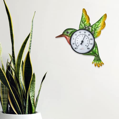 Indoor Outdoor Thermometer, Hummingbird Wall Thermometer | No Batteries Required, Decorative for Patio, Living Room, Garden Greenhouse, Wine Cellar - style: Hummingbird-Shape