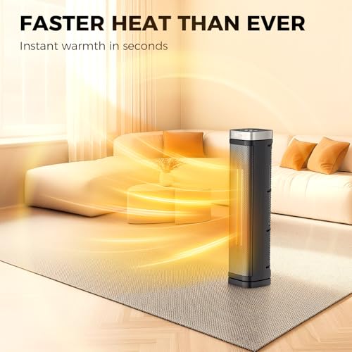 X-Large Space Heater for Indoor Use, Electric Ceramic Space Heater, Portable Heaters Fan for Office and Bedroom with Remote and Thermostat, 3 Modes, Overheating & Tip-Over Protection, ETL Listed,1500W - size: 23.42" / 70° Oscillation