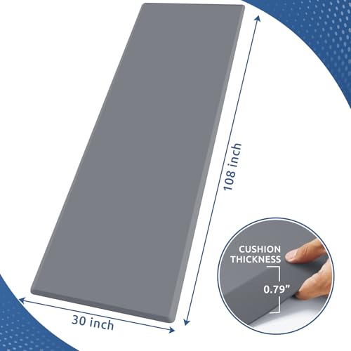 0.8" Thick Kitchen Mat Cushioned Anti Fatigue Rug Comfort Floor Mats | Water-Resistant, Non-Slip, Easy to Clean Comfort Floor Mat for Kitchen, Sink & Office, Multiple Colors & Sizes, 108" x 30" - color: Grey, size: 108"L x 30"W x 0.8"Th