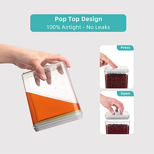 Food Storage Containers Pop Airtight Food Storage Containers with Lids for Kitchen Pantry Organizing Cereal Snack Flour Sugar Coffee Spaghetti Stackable - 8 Pcs (1.2, 2.0, 2.7, 3.3qt)*2 - color: 8 Pcs Set