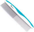 Pet Comb for Dogs and Cats, Stainless Steel Teeth Detangling Grooming Comb | Pets Hair Dematting Deshedding Brush, 7 1/4", Wide & Narrow Teeth, Non-Slip Handle, Remove Tangles, Mats, Knots & Loose Fur