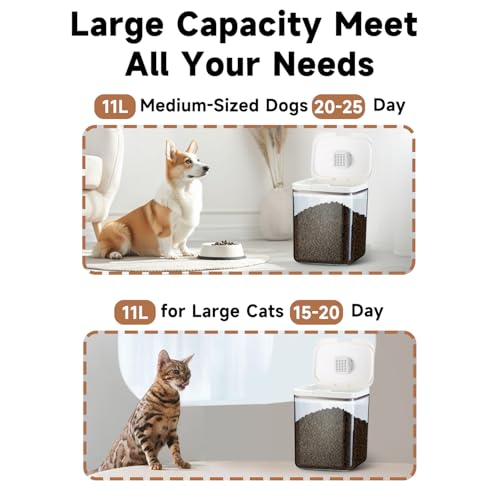 LivLab Mker 15 lb Airtight Pet Food Storage Container, 11 L, White | 11 L BPA-free bin with airtight pop-lock lid keeps up to 15 lb of dry dog or cat food, treats, rice, flour, or cereal fresh. - color: (D983)-11L