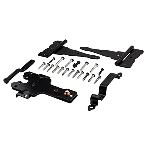 National Hardware Deluxe Latches Decorative T-Hinges Gate Kit, Steel, Black | Includes 2 Hinges, Latch, Strike and Pull for Wood, Vinyl and Metal Fence Gates; Mounting Screws Included - size: Pack of 1