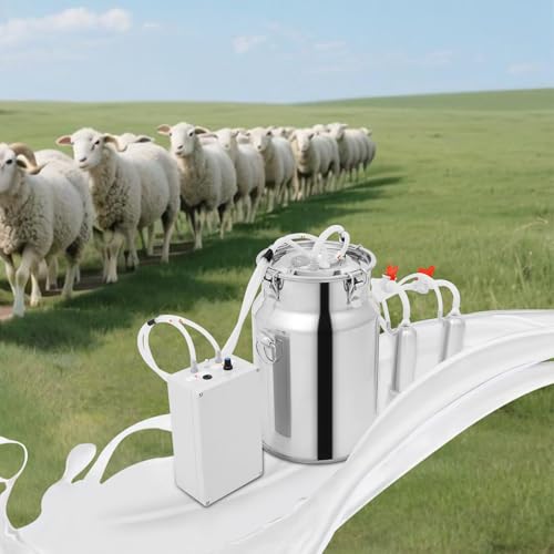 Milking Machine, 3.7 Gal Capacity 2-in-1 Pulsation Cow Milking Machines Adjustable Electric Cow Milker Portable Electric Goat Milk Machine w/Stainless Steel Milk Bucket for Family Farm(10L/ 2.64Gal) - size: 10L/ 2.64Gal