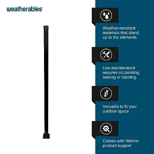 Weatherables Livingston Aluminum Fence Kit – DIY Kit for Backyard and Garden Fencing, Made with Durable Powder-Coated Aluminum that Combats Rust, Fading, and Corrosion (51” Post with Welded Flange) - size: Livingston 51" Post with Welded Flange