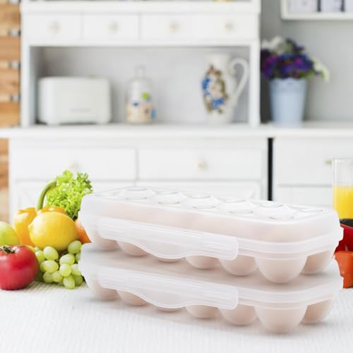 Egg Storage for Refrigerator, Egg Holder for Fridge with Lid, Stackable Egg Storage with Safety Buckle (2)