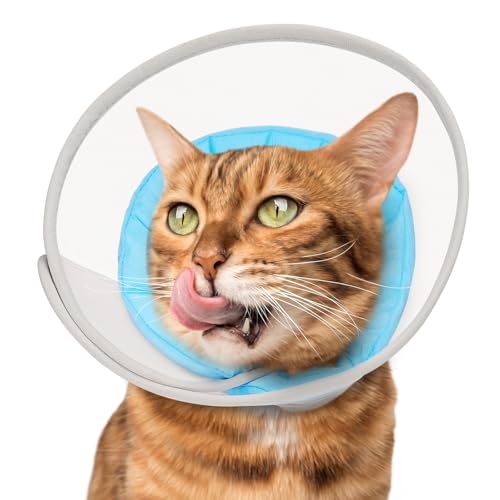 Cat Cone Collar Soft: Comfortable Waterproof Mesh Recovery Cone After Surgery to Stop Licking and Scratch, Alternative to Plastic Elizabeth Head/Neck Cone - color: Blue, size: M