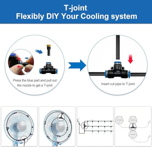 Outdoor Mister System for Outside Patio, Misting Cooling Kit+Timer 65Ft|20M | Water Mist Hose for Backyard, Garden,Greenhouse,Umbrella,Deck,Canopy,Pool,Porch,Gazebo,Kids Trampoline Sprinkler - size: 65FT-TMR