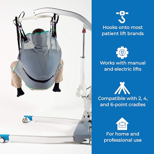 Patient Aid Full Body Mesh Divided Leg Sling for for Hoyer Patient Lift | Holds up to 450 lb | Easy-to-Wash Mesh Fabric | Divided-Leg Design | Neck & Back Support | Hoyer Safe Lifting for Elderly - size: Large