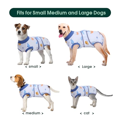 Kuoser Recovery Suit for Dogs Cats, Soft Dog Surgery Suit Female Male Spay | Professional Dog Onesie for Surgery, Substitute E-Collar & Cone, Prevent Licking Dog surgical suit Pet Neuter Suit - color: Boat, size: X-small (Back:8.3-11.4'', Weight:4-7 Lb)
