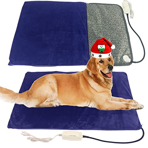 Pet Heating pad for Large Dog cat Heated Bed Dog Heating pad 34" x 21" with Soft Washable Cover Electric Heating pad Keep Pets Warmer Water Resistant Chew Resistant Cord