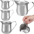 Honeydak 4 Pcs 2, 3, 5, 8 OZ Stainless Steel Bell Creamers Pitcher Mini Cup Container Espresso Shot Frothing for Serving Milk Coffee Cream for Restaurant Cafes Home - size: 2 oz, 3 oz, 5 oz, 8 oz