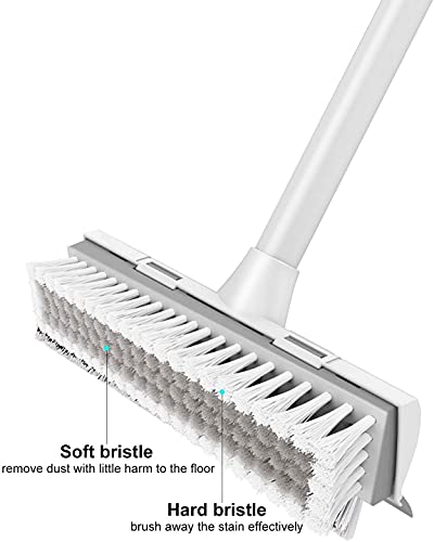 BOOMJOY 2 Pack Floor Scrub Brush with Long Handle, 2 in 1 Scrape and Brush, for Cleaning Deck, Tile, Grout, Kitchen, Patio, Garages - color: 2 Pack