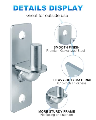 2 Pack Wall Mount Gate Hinges with 5/8" Pin Included Screws | Heavy Duty Galvanized Outdoor Metal for Fence Posts, Metal Farm & Chain Link Gate Hinges for Fences, Barns, Sheds, and Gates - size: 2 Pack