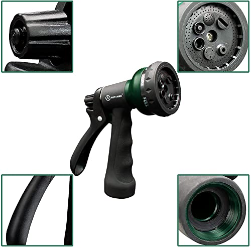 AUTOMAN Garden Hose Nozzle 2PK, ABS Water Spray Nozzle with 7 Adjustable Patterns, Slip Resistant for Watering Plants, Lawn, Garden, Washing Cars, Cleaning, Showering Pets & Outdoor Fun - color: Dark Green