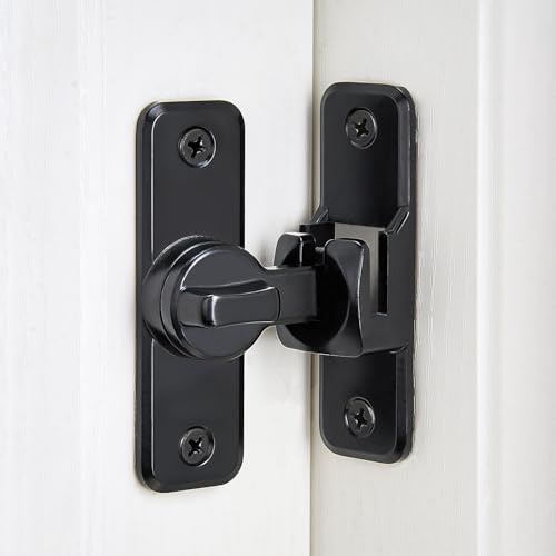 2 Pcs Black 90/180 Degree Flip Latch,Zinc Alloy Barn Door Latch | Right Angle Door Lock Latch,Sliding Door Latch Lock,for Cabinets,Bedroom,Fence Gates,Window,Garden,Garage,Pet Cage - color: Black