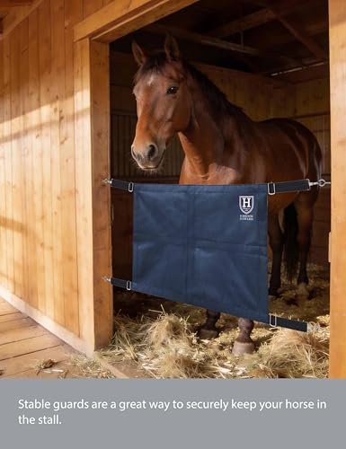 Harrison Howard Stall Guard for Horse Barn with Adjustable Straps and Sturdy Spring Hooks Included Horse Stall Guard, Navy - color: Navy