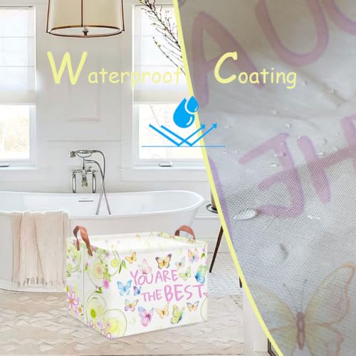 NTAOHAMPER Rectangular Storage Basket Empty,Storage Bin with Handles,Room Decor,Gift Basket,Book Box(Blessing Butterfly) - color: Blessing Butterfly
