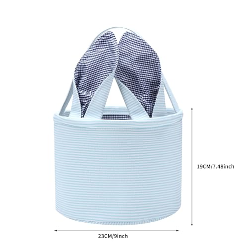 Easter Basket Easter Egg Hunting Basket Easter Bunny Basket Candy Egg Basket Gift Buckets Seersucker Egg Basket Bags for,Personalized Bags - color: C-Blue
