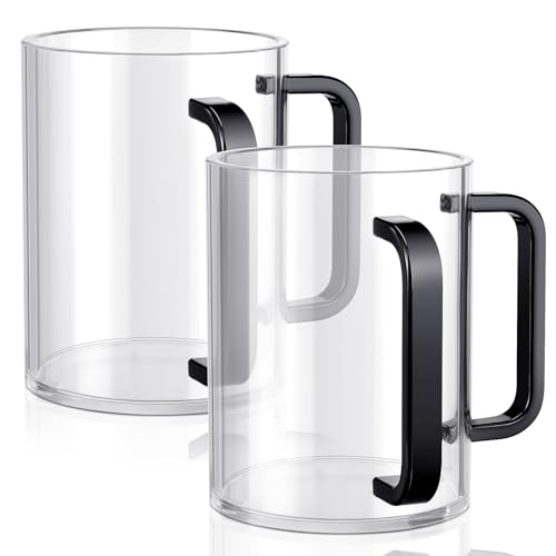Dingion 2 Pcs Judaica Hand Washing Cup Jewish Netilat Yadayim,Black Handle | Clear Acrylic 5' Negel Vasser Cups Smooth Sturdy black Dual Handles Classic Judaica Vessel Netilat Yadayim Ritual - color: Black Handle