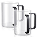 Dingion 2 Pcs Judaica Hand Washing Cup Jewish Netilat Yadayim,Black Handle | Clear Acrylic 5' Negel Vasser Cups Smooth Sturdy black Dual Handles Classic Judaica Vessel Netilat Yadayim Ritual - color: Black Handle