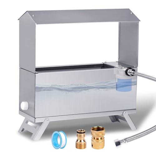 Stainless Steel Automatic Chicken Waterer, Hands-Free Hydration | Float-Controlled Chicken Wate Dispenser, 60 Inch Hose, Legs, Lid, Easy To Clean, Chicken Coop, For Pigeon Duck Goose Turkeys