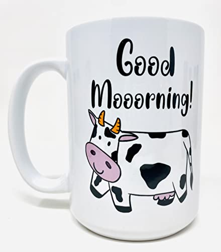 Cow Mug Cute Coffee Mugs Funny Good Mooorning Ceramic Udderly Cows Cup Cow Lover Coffee Mug | 15 oz