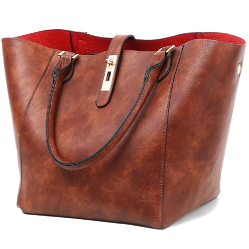 sqlp Large Work Tote Bag for Women Big Bucket Purses Designer Handbags - color: Dark Brown