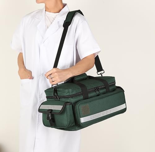 First Aid Bag,Medical Bag,First Responder Bag for Trauma,Medical Bag Organizer with Detachable Dividers for Nurses,Home Health Care,EMT(Bag Only) - color: Green