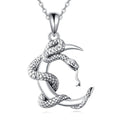 Snake Moon Necklace - 925 Sterling Silver Moon Pendant Necklace - Snake Jewelry for Women - style: snake moon
