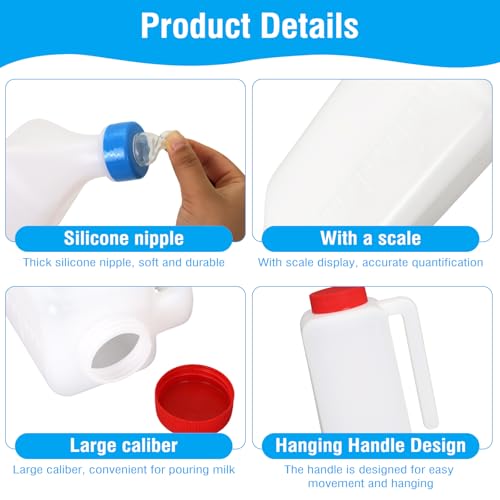 800ml Lamb Feeding Bottle Thickened Goat Feeder Hang Upside Down for Lamb | Convenient Hanging Design，Clear Scale Markings，High-quality silicone pacifiers—gentle, bite-resistant, and long-lasting