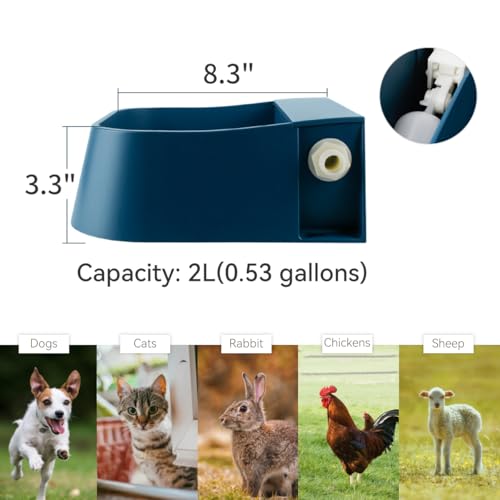 LESYPET Automatic Water Dispenser for Dogs, 68 oz Outdoor Dog Drinking Water Bowl for Chicken Livestock, Auto Filling Waterer for Pets & Livestock - size: 68 oz - Bowl