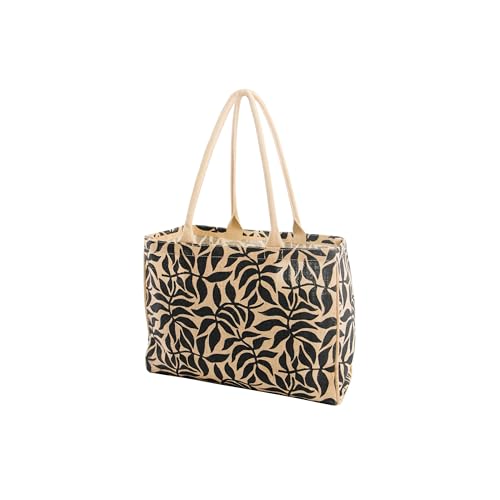 KAF Home Jute Market Tote Bag with Handles (Leaves) - color: Leaves