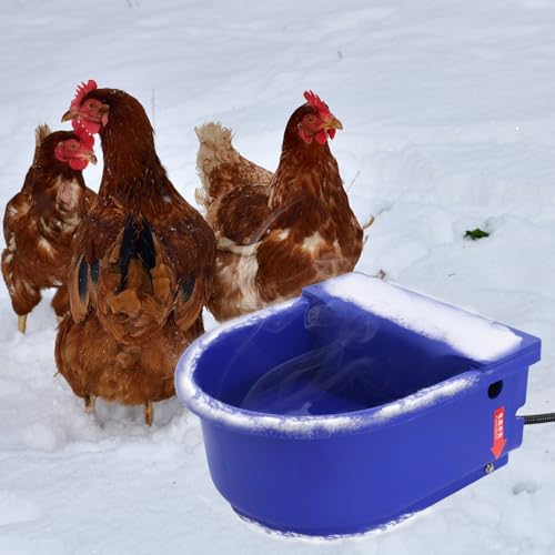 Automatic Heated Horse Waterer Bowl, 4L Large Capacity Farm Heated Water Bowl Constant Temperature Dispenser with Float Control for Pet Dog Goat Chicken and Other Animals,Outdoor Thermal-Bowl,Blue