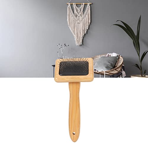 Sheepskin Wool Brush, Macrame Slicker Brush with Air Bag Cushion for Grooming and Removing Shedding (S) - size: S