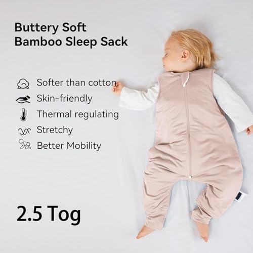 BubblePanda Rayon Made from Bamboo Sleep Sack with Feet 6-12 Months 2.5 Tog | Toddler Sleep Sacks with Legs, Soft Walker Sleeping Sack, Lightweight Baby Wearable Blanket, 2-Way Zipper, Pink, Small - color: Pink, size: S(6-12M)