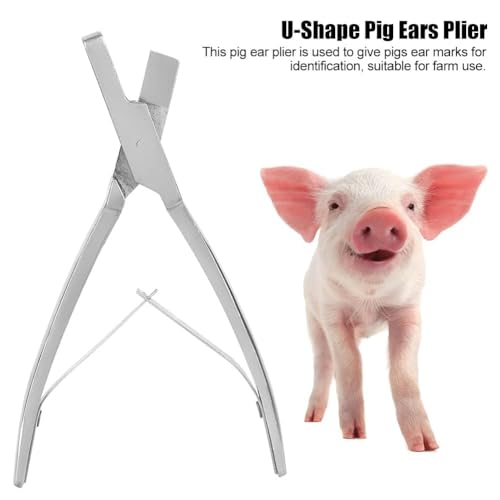 Pig Ear Tag Pliers, Stainless Steel Animal Identify Tool for Pig Equipment Farm Animals Stainless Steel Pig Ear Tag Plier(V shape)
