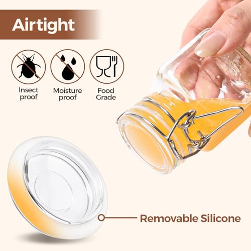 ComSaf Square Small Glass Spice Jars with Airtight Lids 4 oz 12 Pack Pantry | Honey herbs, Farmhouse pantry organization, Mini favor jars, Labels included, Funnel included, Kitchen storage, Snacks - size: 4oz*12