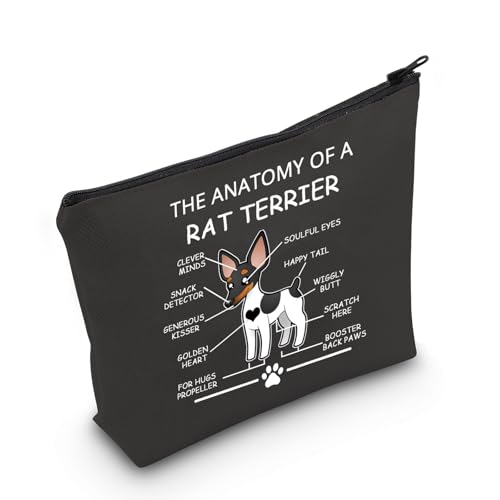 LEVLO Funny Rat Terrier Lovers Gifts: The Anatomy of A Rat Terrier Cosmetic Bags for Veterinary Mom Travel Toiletry (Black) - color: Rat Terrier-Black