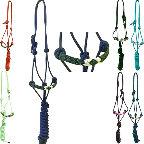 Majestic Ally Padded Beaded Nose Braided Rope Halter with 10' Matching Lead - Full (Royal Blue) - color: Royal Blue