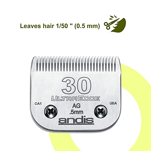 Andis 64075 UltraEdge Blade, Size 30, 1/50in, Chrome, for Larger Animals | Carbonized steel, rust & heat resistant, ideal for cattle & horses, andis clipper blade - style: 30 Blade (Pack of 1)