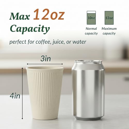 Homienly Drinking Glasses Wheat Straw cups,Unbreakable Alternative to 12oz Plastic Cups,Stackable and Lightweight Cups for Juice,Iced coffee-Colorful - color: Grain, size: 12 Ounces