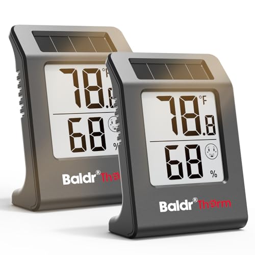 2.2'' Digital Thermometer and Hygrometer Meter, Solar-Powered Indoor Temperature Sensor Humidity Monitor, Humidity Gauge for Baby Rooms, Bedrooms, Home, Office, and Wine Cellars, Black, 2Pack - color: Black 2pack