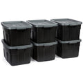 Rubbermaid Heavy Duty Black Storage Bins Plastic Totes with Lids for Storage, Stackable, Large Capacity, Durable, Multipurpose, 14 GAL, 6 Pack (14 GAL - 6 Pack Solid Black and Grey) - size: 14 Gal - 6 Pack
