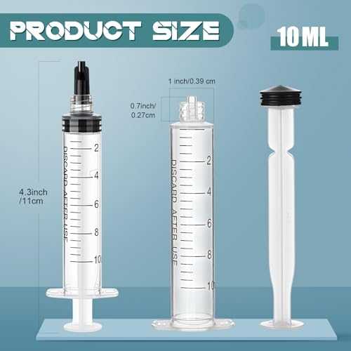 TrelaCo 50 Pack Syringe Without Needle Disposable Plastic Syringes with Cap Measuring Dispensing Tools Individually Sealed for Pets Feeding(10 ml) - size: 10 ml