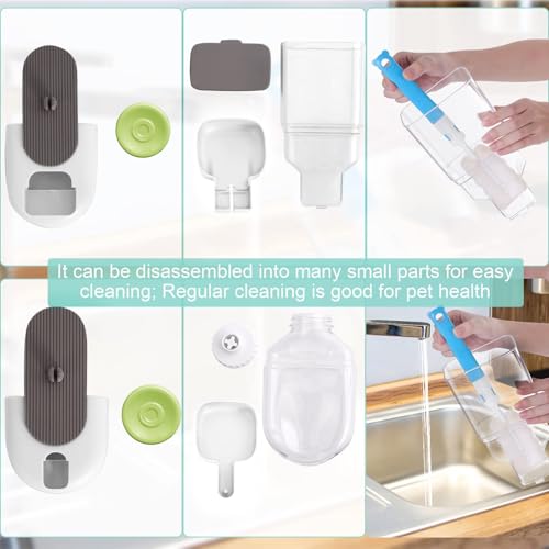 Lemtrflo Rabbit Feeder, Bunny Water Bottle Dispenser, Pet Cage Food Bowl | Suitable for Rabbits, Guinea Pigs, Ferrets, Cat and Other Small Pets - color: White Brown