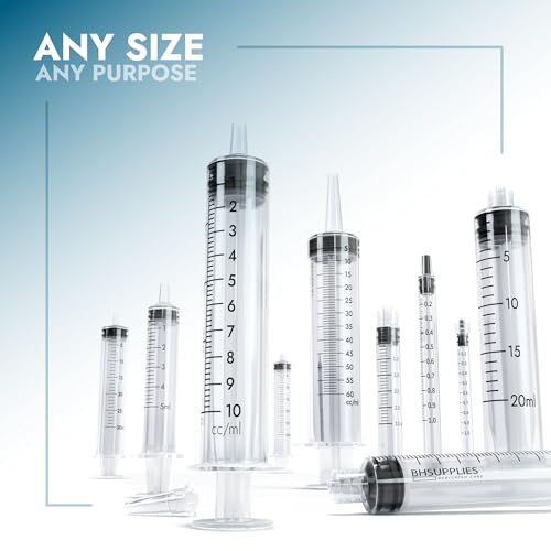 BH Supplies 3ml Luer Slip Tip Syringe - with Caps - (No Needle) - Sterile, Individually Wrapped - 100 Syringes