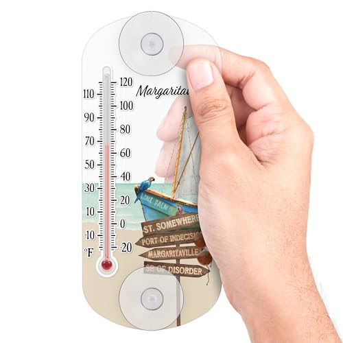 La Crosse 204-1081MV2 8-inch Analog Capillary Window Thermometer with Parrot - color: Off Tan beach