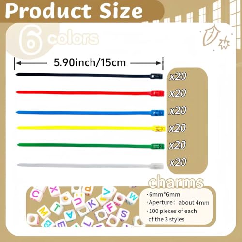 120 Pcs Chicken Leg Bands with Number & Letter Charms, Poultry ID Bands | Adjustable Poultry Identification Kit with 6 Color Bands and 300 Number & Letter Charms for Chicken, Duck, Turkey & Goose